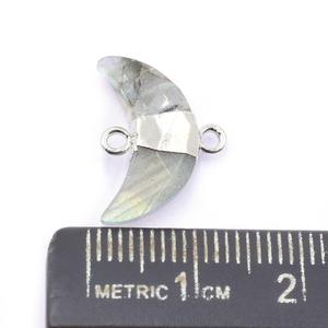 Moda plata plateada labradorita piedra doble fianza encanto Luna forma plateado conector hallazgos para la fabricación de joyas - Product Image 3