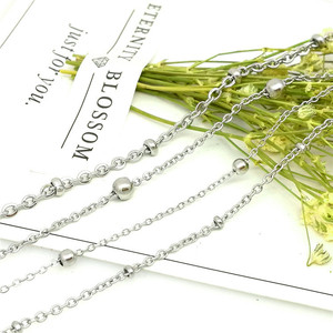 Stainless Steel O-Shaped Flattened <b>Chain</b> Ball Bead Necklace Clavicle <b>Chain</b> Unisex Fashion Jewelry - Product Image 5