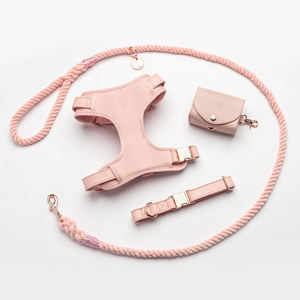 パーソナライズされた調整可能なPUレザーペットカラーハーネスとロープリーシュ犬の首輪セット - Product Image 5