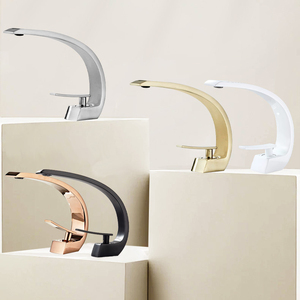<span class=keywords><strong>Robinet</strong></span> de lavabo moderne en laiton massif noir mat, mitigeur monocommande eau chaude et froide, à poser sur le plan de travail - Product Image 2
