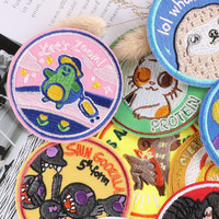 Patch en tissu thermocollant brodé à la machine, forme ronde mignonne, dessin animé, pour vêtements, chapeaux et sacs, décoration DIY