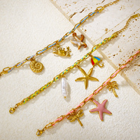 Bracelet tendance d'été pour la plage, plaqué or 18 carats, acier inoxydable, motif océan, fait main pour femmes