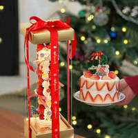 Neue Weihnachts quadrat weiß und gold Erdbeer turm Cupcake Dessert Kuchen Box Geschenk box