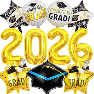 Set di Palloncini per Laurea e <span class=keywords><strong>Compleanno</strong></span>, 3 Stili di Palloncini in Foil con Numero e Design Cappello da Dottore per Decorazioni Cerimonia e Festa - Product Image 4