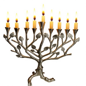 Candelabro Decorativo de Hanukkah, Menorah Judía de 9 Ramas, Candelabro de Metal para Decoración de Mesa Navideña - Product Image 1