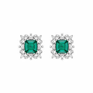 Pendientes de Diamantes con Corte Esmeralda E2840, Verdes, Joyería Fina Clásica para Mujer, Diamantes Naturales - Product Image 1
