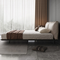 Lit flottant japonais à plateforme queen Lit flottant en bois Base de lit king size en cuir véritable