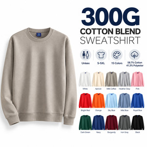 เสื้อสเวตเชิ้ตคอกลมเนื้อหนัก 300GSM แบรนด์ส่วนตัว ปักโลโก้ตามสั่ง ผ้าคอตตอนผสม ไซส์ S-5XL ขายส่ง OEM/ODM - Product Image 1