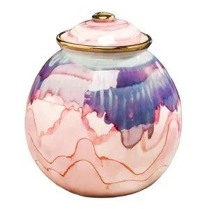 custom ceramic companion urn fancy round shaped human urn pink small size pet ash urn