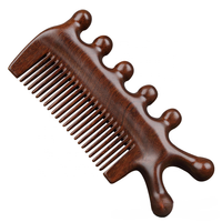 Peigne à dents fines en bois de santal naturel fait à la main antistatique multifonctionnel masseur de cuir chevelu en bois tête d'outil de Massage du cuir chevelu de cheveux