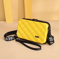 Sac de rangement multifonctionnel mini, à rayures, avec fermeture éclair, coque rigide en ABS PC, valise cosmétique pour femmes, voyage, maquillage