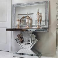 MEUBLES MIROIR EN T-SHAPED CONSOLE EN VERRE MIROIR TABLE ET MIROIR AVEC ENSEMBLE DE DIAMANTS