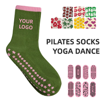 Chaussettes de yoga antidérapantes personnalisées de haute qualité avec logo brodé jacquard, chaussettes en coton respirantes pour femmes, chaussettes de danse Pilates