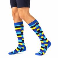 Chaussettes de compression jetables transparentes pour hommes et femmes, chaussettes longues en coton respirant multicolores à motifs géométriques Argyle et à pois