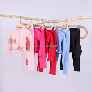 Grosir pakaian atletik anak-anak kualitas tinggi jaket olahraga Yoga Golf dengan set Legging - Product Image 3