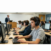 Auriculares Profesionales para Exámenes Educativos, con Cancelación Activa de Ruido, Micrófono, Cable USB, Hi-Fi, Resistentes al Agua IPX-2, OEM, ODM, Metálicos