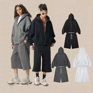 All'ingrosso felpa con Zip integrale oversize felpa con cappuccio squadrata in pile oversize felpa con cappuccio e <span class=keywords><strong>Capri</strong></span> da uomo - Product Image 3