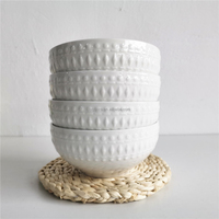Bol à soupe en céramique blanche en relief de style européen élégant