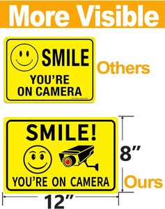 لافتة عاكسة 'ابتساه، أنت في كاميرا' - لافتة تنبيه أمنية متينة للمناطق التجارية والسكنية في الولايات المتحدة/كندا - Product Image 2