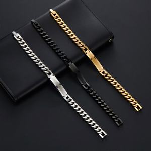 Bracelet pour homme en acier inoxydable 316L personnalisé, gravé, plaqué or 14k 18k, chaîne à maillons tendance pour homme - Product Image 1