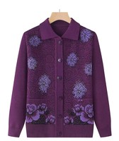 2026 Bestseller Senioren Frühling und Herbst Pullover Revers Langarm Jacquard Klassische Strickjacke Lose Jacke