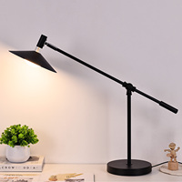 Lampe de lecture en métal noir de style nordique avec bras long réglable, lampe de table LED au design nordique, protection des yeux, commande tactile pour bureaux