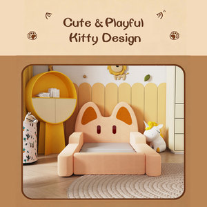 Canapé-lit pour enfants mignon en forme de chat, convertible 2 en 1, pour chambre à coucher et salle de jeux - Product Image 1