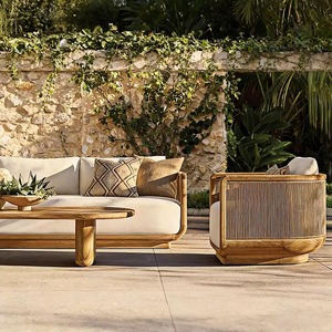 Custom Teak Wood <b>Outdoor</b> Single <b>Sofa</b> Chair, Waterproof Rope Weave Patio Armchair with High Density Sponge Cushion - Product Image 2