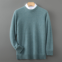 Pull en laine pure à 100 % pour homme, automne-hiver, col rond haut de gamme, tricoté, logo personnalisé, OEM/ODM disponible