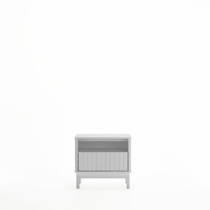 Mesita de Noche Moderna de Madera Blanca con 2 Cajones y Frente Acanalado - Product Image 1