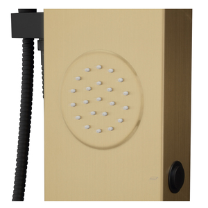 Panneau <span class=keywords><strong>de</strong></span> <span class=keywords><strong>douche</strong></span> thermostatique <span class=keywords><strong>de</strong></span> luxe contemporain <span class=keywords><strong>doré</strong></span> multifonctionnel avec écran LED, Bluetooth et jets <span class=keywords><strong>de</strong></span> massage portatifs - Product Image 3