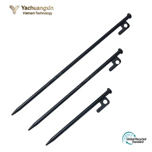 High-Strength Forged Steel Tent <b>Pegs</b> Stable <b>Camping</b> Tent <b>Pegs</b> with Hook and Hole Durable Steel <b>Pegs</b> & Mallets - Product Image 5