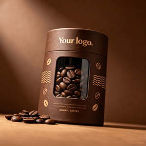 Tube en papier kraft écologique et recyclable personnalisé pour l'emballage du café avec couvercle personnalisé, estampage à chaud et finition invisible - Product Image 6