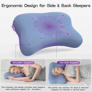 Oreiller de refroidissement ergonomique en mousse à mémoire de forme souple et incurvée pour le cou cervical dormeur latéral breveté pour une chambre à coucher confortable - Product Image 4