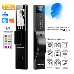 KROVI <span class=keywords><strong>PR09</strong></span> Großhandel Vollautomatisches KI 3D-Gesichtserkennungs-Fingerabdruck-Biometrie-Smartlock Tuya App Holztür-Smartlocks - Product Image 1