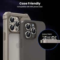 Protection d'objectif d'appareil photo en verre trempé 9H en métal brillant compatible avec les coques pour iPhone 13 14 15 16 Pro Max