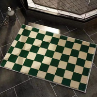 Tapis coloré à carreaux en fausse fourrure de cachemire, style rétro simple, pour chambre à coucher, entrée, salon, tapis de sol intérieur
