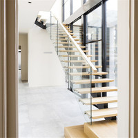 Escalier personnalisé PRIMA en acier inoxydable et bois avec installation DIY pour villa et hôtel