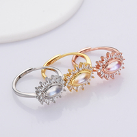 Vente en gros plaqué or personnalisé bague femme en argent sterling 925 pierre de lune bague bijoux mauvais œil