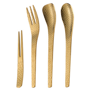 Couverts martelés exquis cuillère et fourchette ensemble en acier inoxydable 304 <span class=keywords><strong>thé</strong></span> cuillère à café Mini Dessert fourchette à fruits - Product Image 1