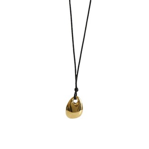 Herbst-Winter Herren Edelstahl Goldene Bohnen-Halskette mit Langer Lederkette, Liebhaber-Anhänger für Damenmode - Product Image 3