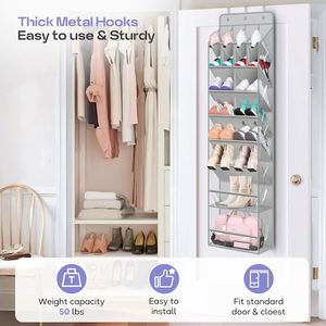 Large Clear Over the Door <b>Shoe</b> Organizer with Deep Pockets Hanging Design for Closet Use-Clothing Tools Jewelry Bedding Storage - Product Image 5