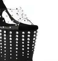 Chaussures de pole dance 20 cm (8 pouces) à strass ombrés, talons transparents en PVC pour strip-teaseuses, plateforme transparente, talon aiguille, logo personnalisé
