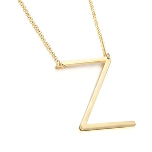 Minimalista de oro de la joyería de plata de oro rosa Color 26 A-Z nombre carta <span class=keywords><strong>M</strong></span> inicial largo grande letras alfabeto collar - Product Image 3
