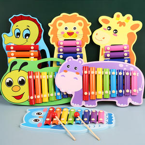 HOYE CRAFTS Instrument de musique arc-en-ciel, <span class=keywords><strong>xylophone</strong></span> animal, piano à percussion manuel en bois pour enfants - Product Image 4