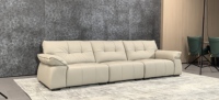 Ensemble de canapés inclinables modernes de luxe en cuir véritable à trois places pour appartement, hôtel, hôpital, salon, salle de séjour, chambre à coucher