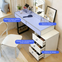 Table de maquillage moderne au design simple et luxueux avec panneau en bois, armoire de rangement et miroir pour chambre et salle de bain