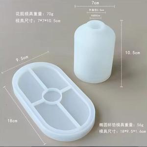 2pcs Vase+<strong>Tray</strong> Kit Silicone Mold Plaster Gypsum Form Mould Stripe Bubble <strong>Candle</strong> Holder Storage <strong>Tray</strong> Diy Round Epoxy Resin Molds - Product Image 6