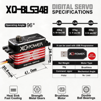 Servo Digital CNC sin Escobillas Programable XQ POWER BLS348 de 48KG y 69g, 0.09Seg, Perfil Bajo, Engranaje de Acero, Alta Precisión, Motor Servo RC