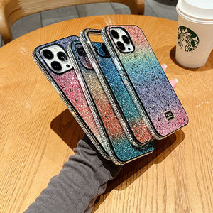 Funda protectora de lujo para <span class=keywords><strong>iPhone</strong></span> y Samsung, carcasa de diamante híbrido de TPU y PC con brillo degradado brillante a prueba de golpes, 360 - Product Image 3